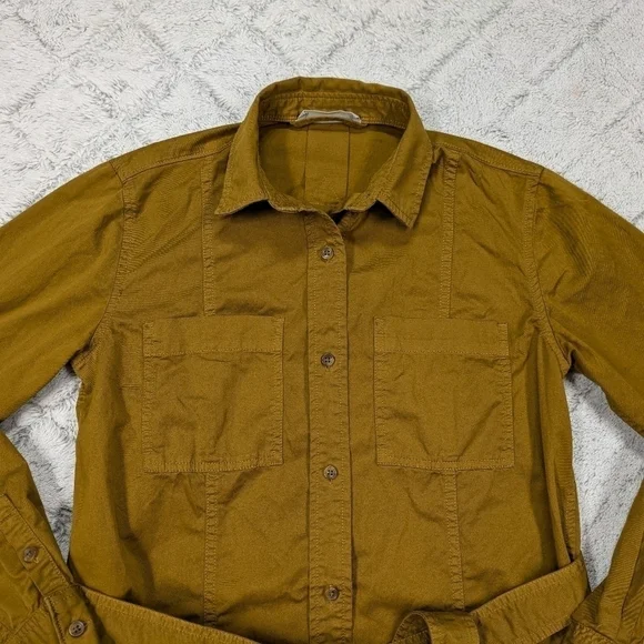 Everlane Dress Women's 2 Brown Brass Modern Utility Shirtdress Button Down Belt - Picture 2 of 8